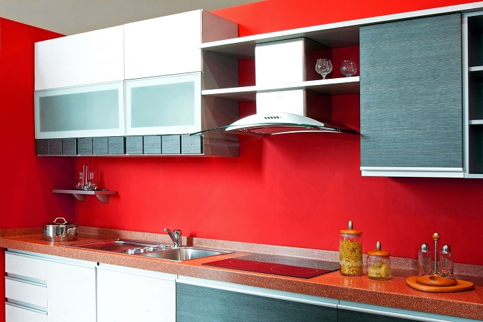 Red colour kitchen