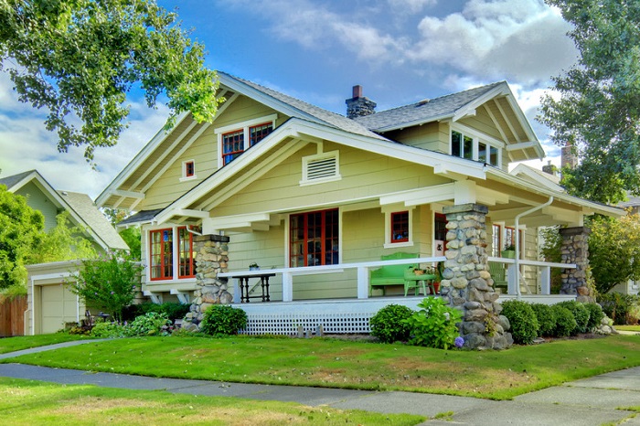 Exterior of the Houses Painted Green
